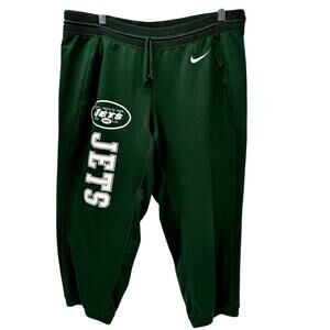 Nike NY Jets Sweatpants Mens Medium Cropped Jogger Green Therma-Fit Drawstring